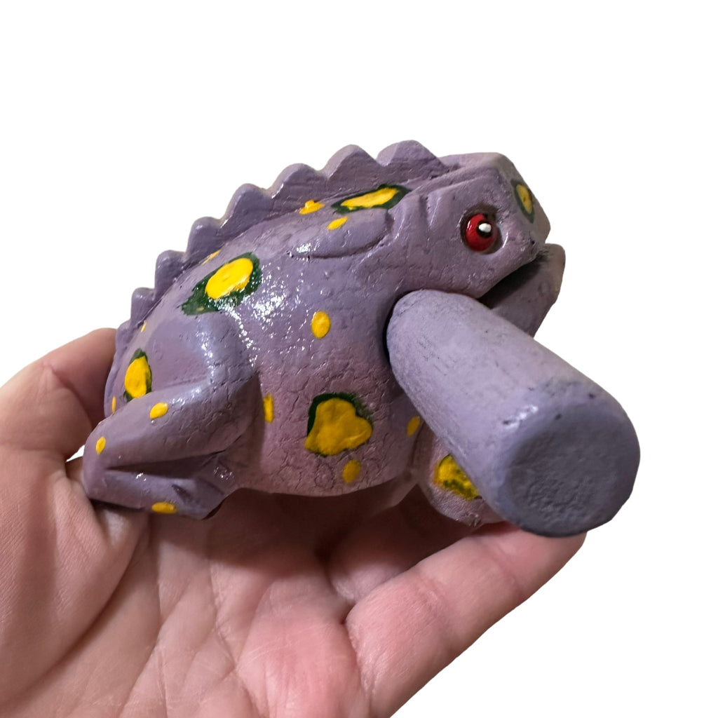 3" Wooden Musical Frog - Lavender Design (Percussion Instrument) Music Frog Co
