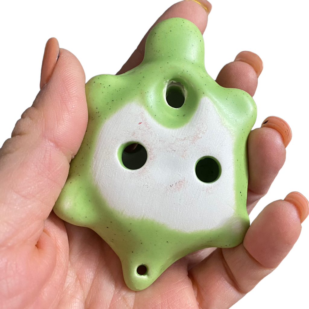 Ceramic Turtle Ocarina Green Music Frog Co