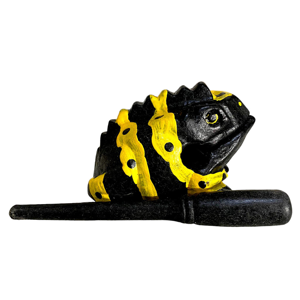 1.5" Wooden Musical Frog - Yellow Dart Design (Percussion Instrument) Music Frog Co