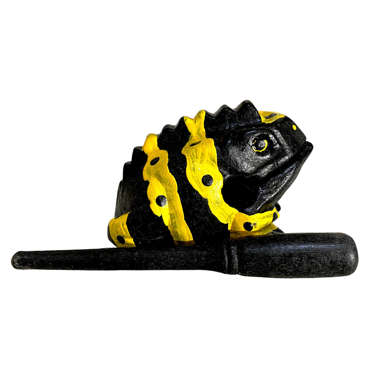 1.5" Wooden Musical Frog - Yellow Dart Design (Percussion Instrument) Music Frog Co