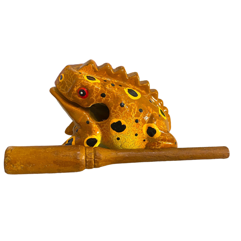 3" Wooden Musical Frog - Cinamon Design (Percussion Instrument) Music Frog Co