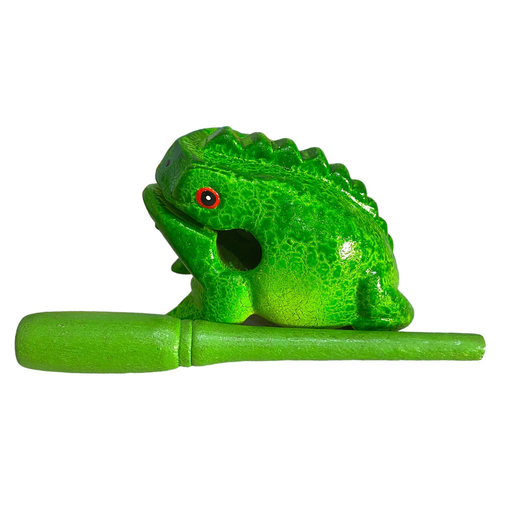 3" Wooden Musical Frog - Green Tree Design (Percussion Instrument) Music Frog Co