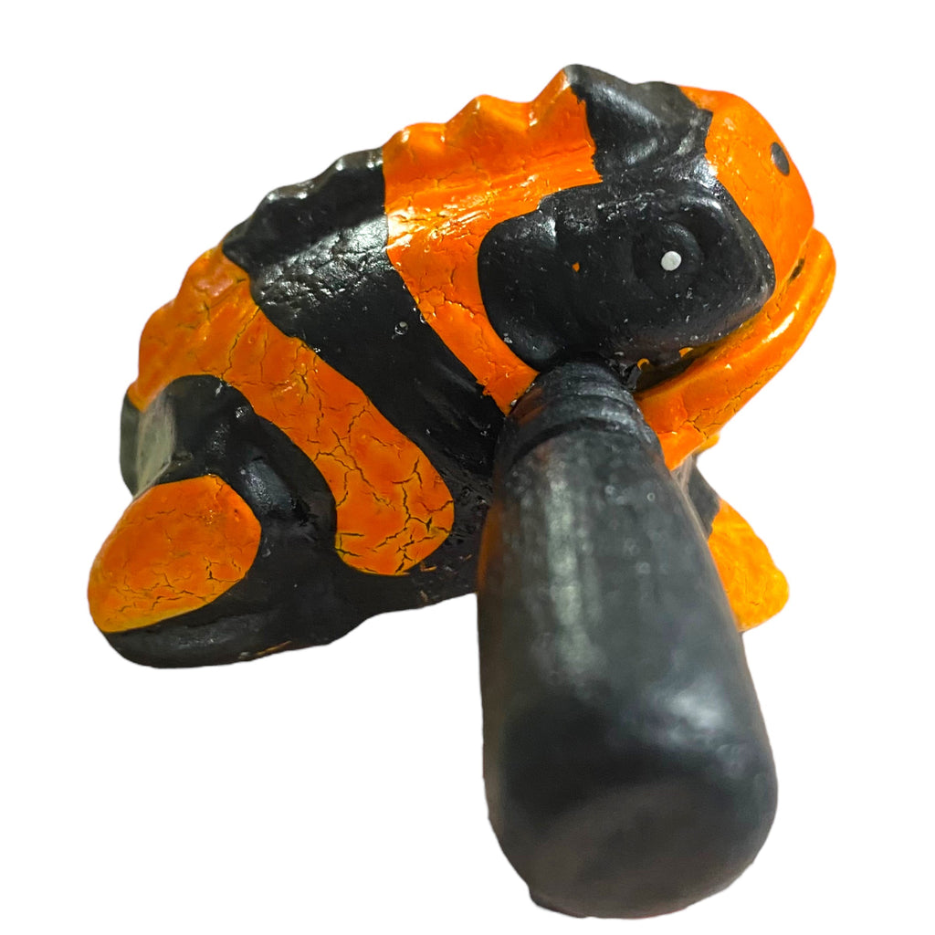 1.5" Wooden Musical Frog - Orange Dart Design (Percussion Instrument) Music Frog Co