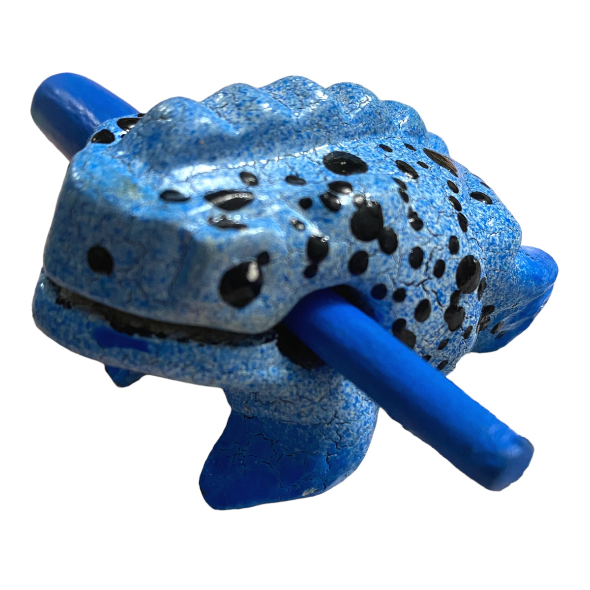 1.5" Wooden Musical Frog - Blue Dart Design (Percussion Instrument) Music Frog Co