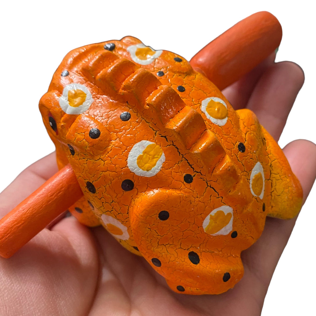 2" Wooden Musical Frog - Pumpkin Design (Percussion Instrument) Music Frog Co