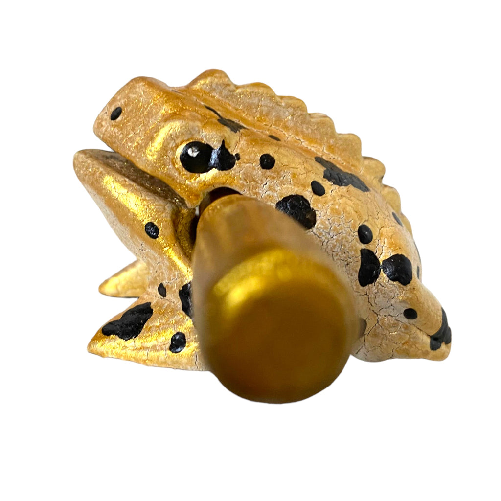 1.5" Wooden Musical Frog - Egyptian Golden Design (Percussion Instrument) Music Frog Co