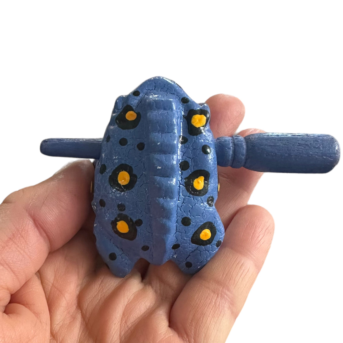 1.5" Wooden Musical Frog - Stone Design (Percussion Instrument) Music Frog Co