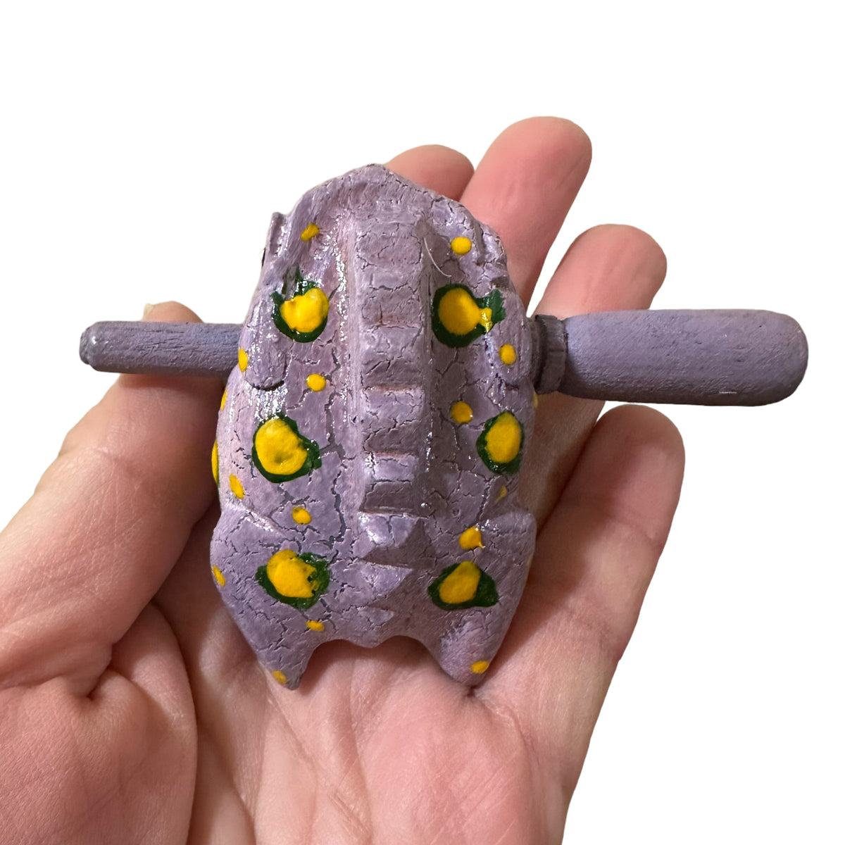 1.5" Wooden Musical Frog - Lavender Design (Percussion Instrument) Music Frog Co