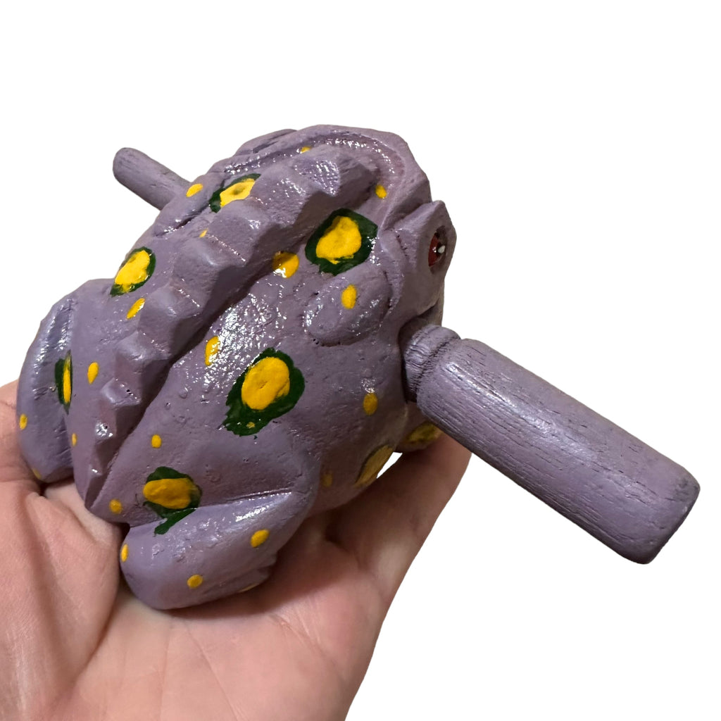3" Wooden Musical Frog - Lavender Design (Percussion Instrument) Music Frog Co