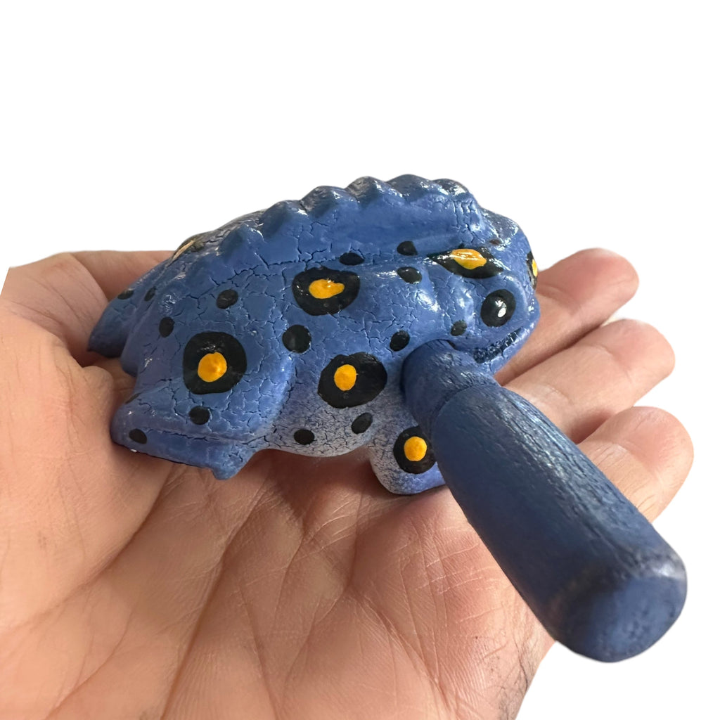 1.5" Wooden Musical Frog - Stone Design (Percussion Instrument) Music Frog Co