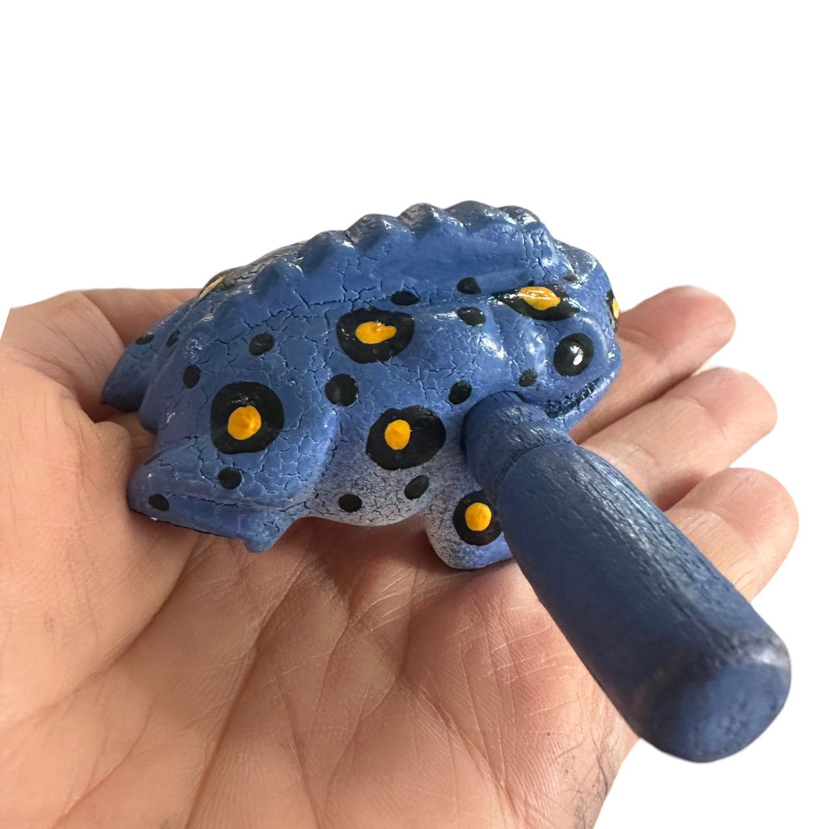 1.5" Wooden Musical Frog - Stone Design (Percussion Instrument) Music Frog Co