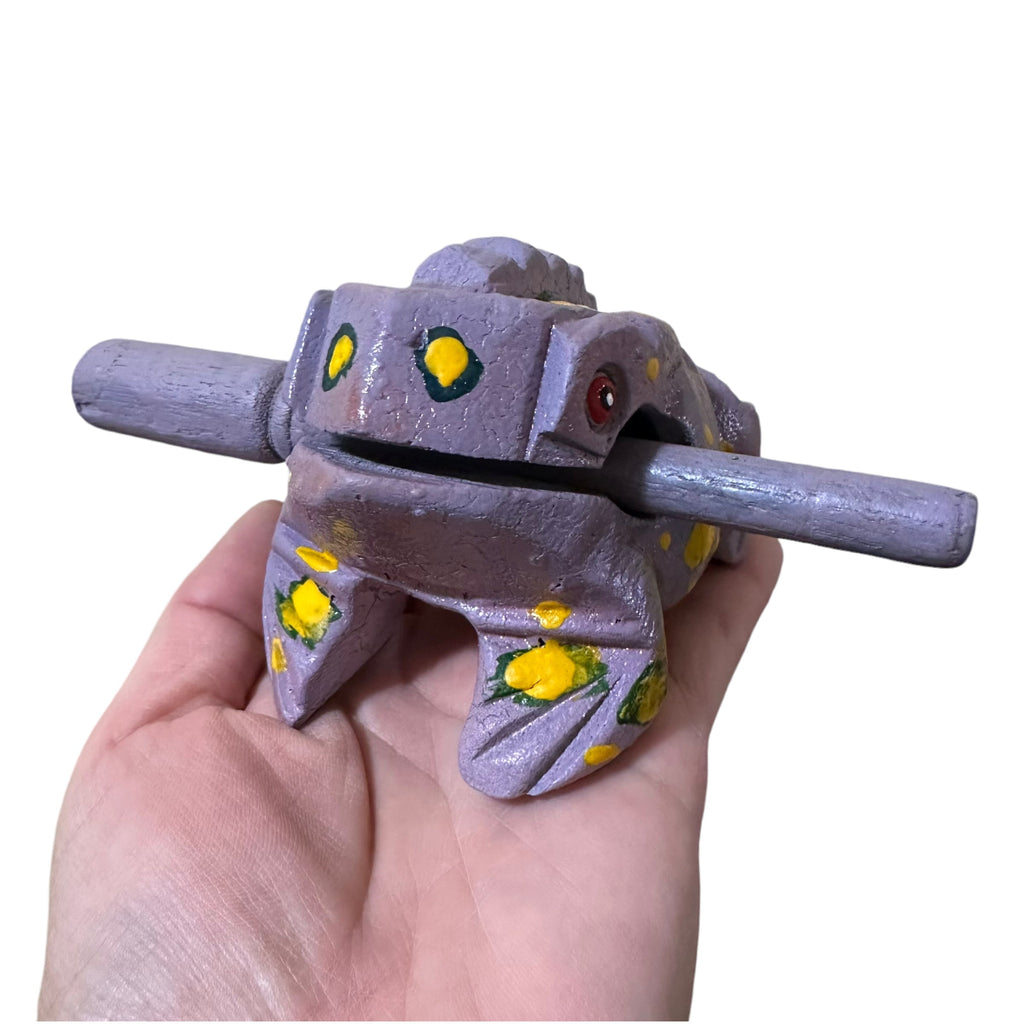 3" Wooden Musical Frog - Lavender Design (Percussion Instrument) Music Frog Co