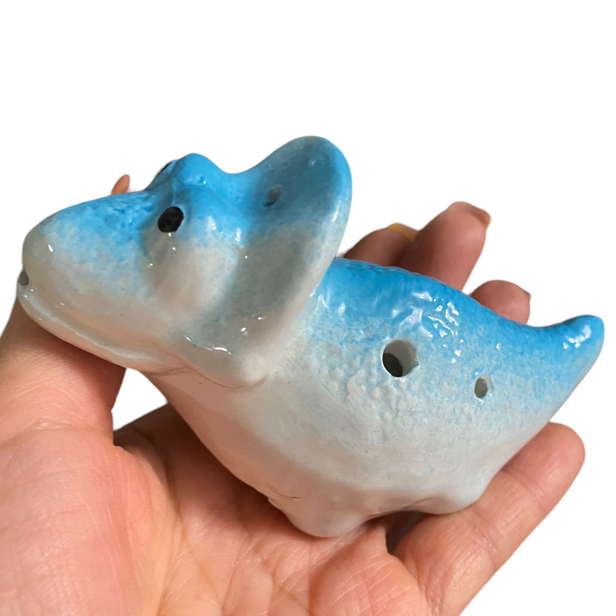 Ceramic Dinosaur Ocarina Blue Music Frog Co