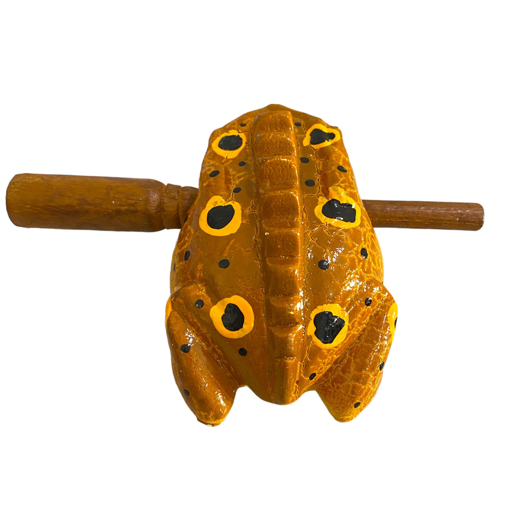 3" Wooden Musical Frog - Cinamon Design (Percussion Instrument) Music Frog Co