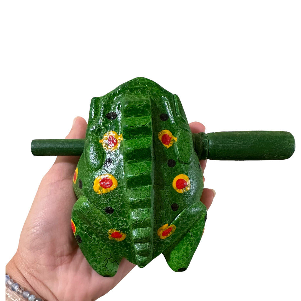 4" Wooden Musical Frog - Green Spring Design (Percussion Instrument) Music Frog Co