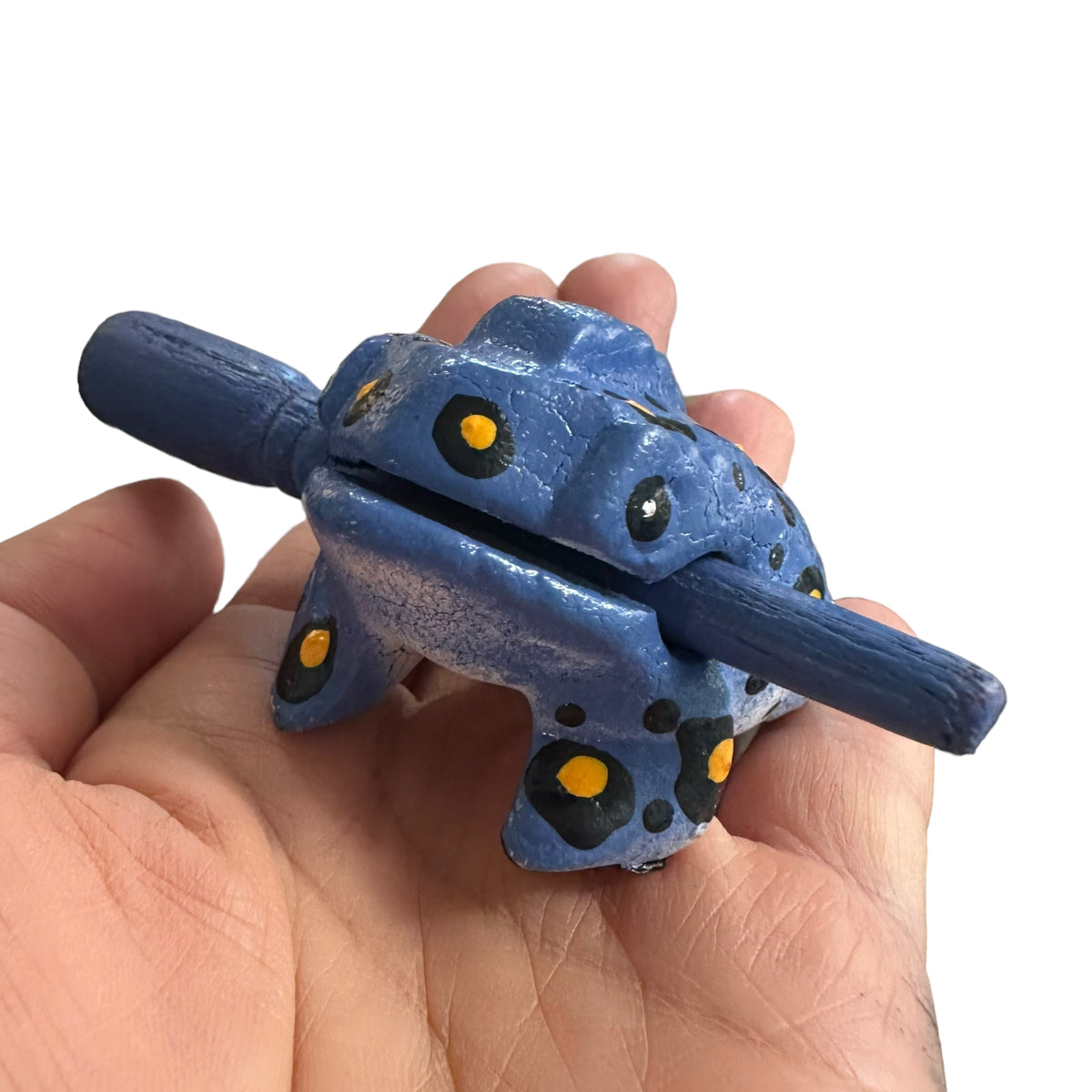 1.5" Wooden Musical Frog - Stone Design (Percussion Instrument) Music Frog Co