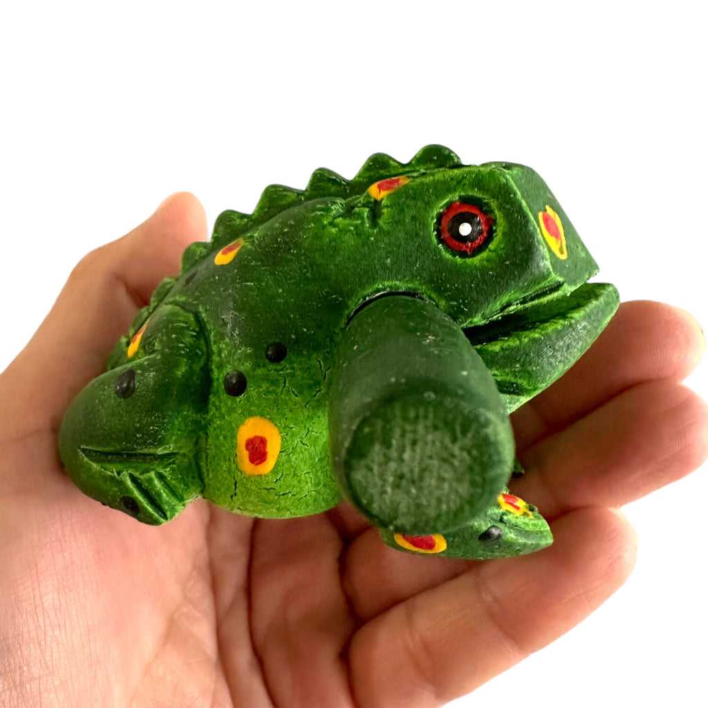 2" Wooden Musical Frog - Green Spring Design (Percussion Instrument) Music Frog Co