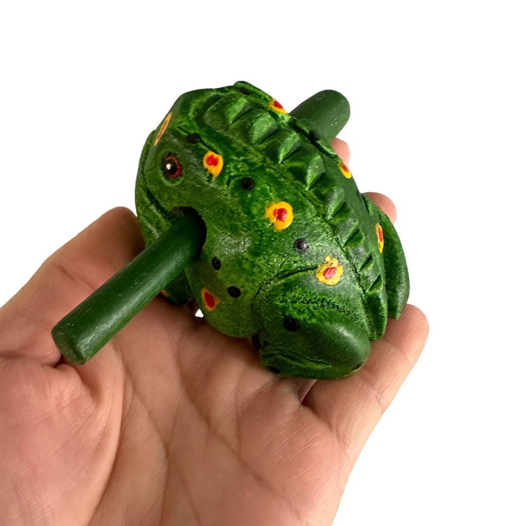 2" Wooden Musical Frog - Green Spring Design (Percussion Instrument) Music Frog Co