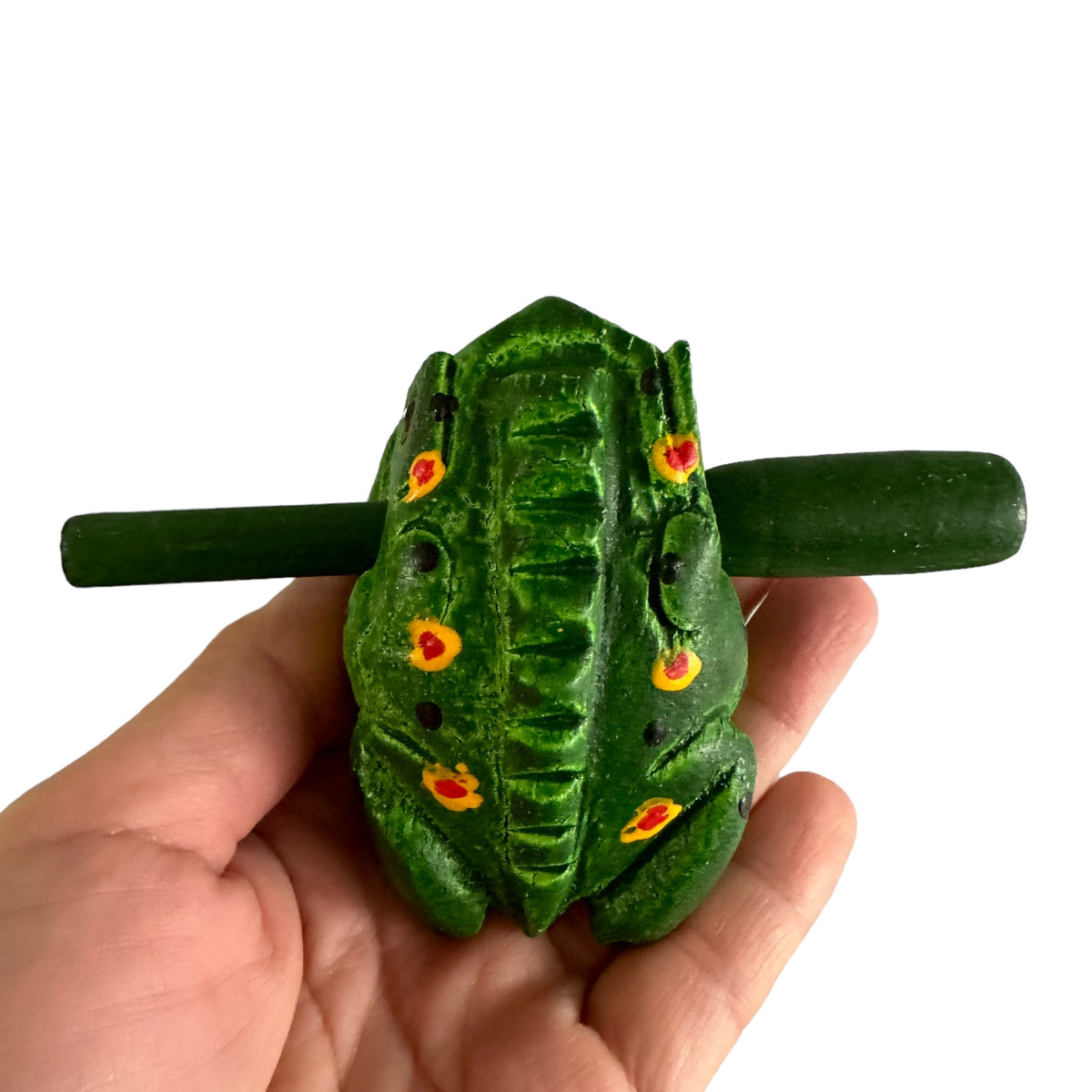 2" Wooden Musical Frog - Green Spring Design (Percussion Instrument) Music Frog Co