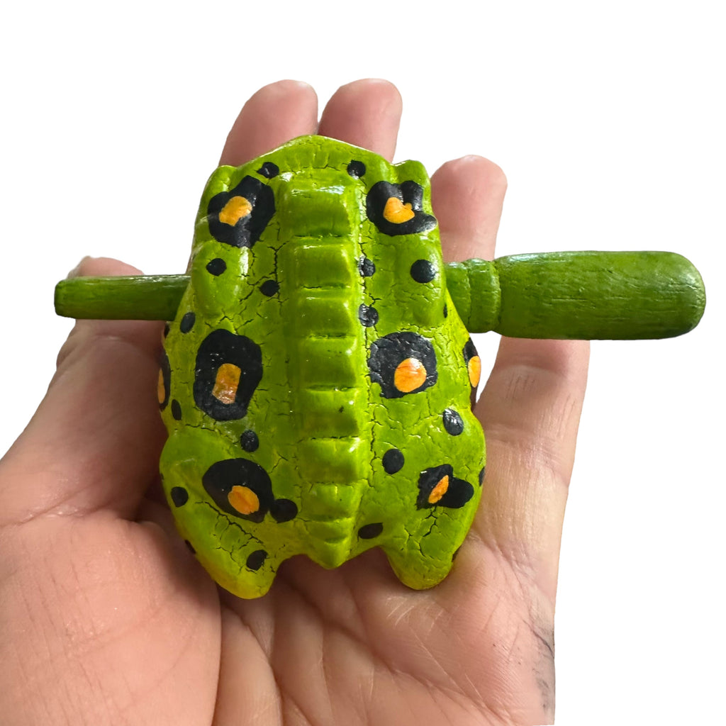 1.5" Wooden Musical Frog - Fern Design (Percussion Instrument) Music Frog Co