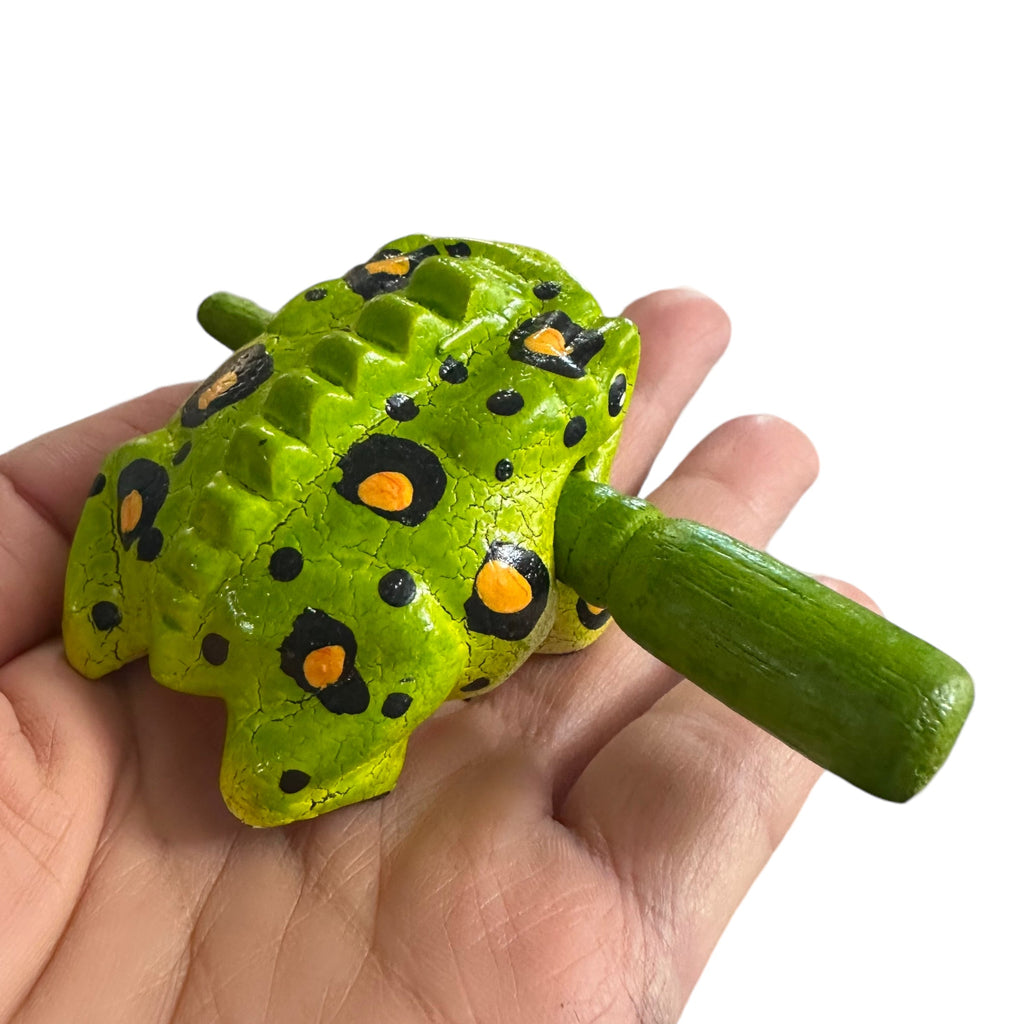 1.5" Wooden Musical Frog - Fern Design (Percussion Instrument) Music Frog Co