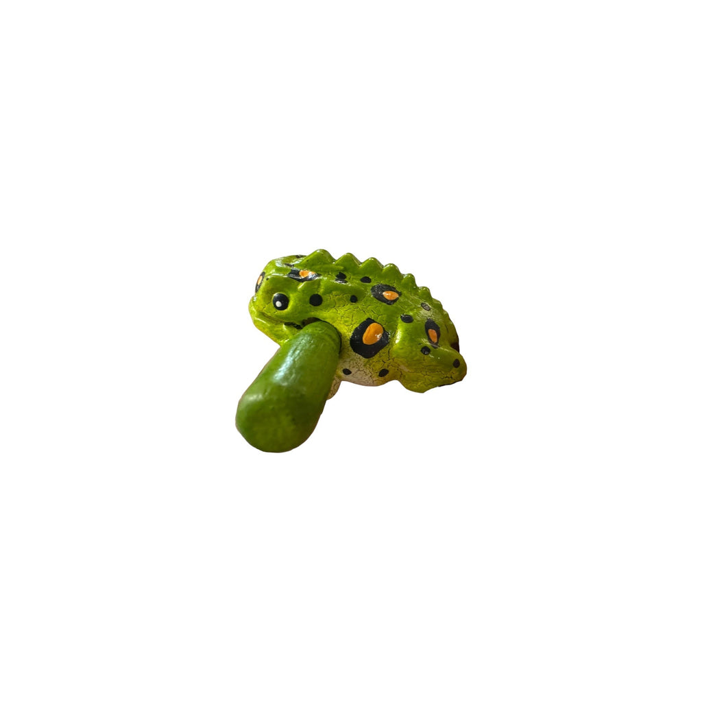 1.5" Wooden Musical Frog - Fern Design (Percussion Instrument) Music Frog Co