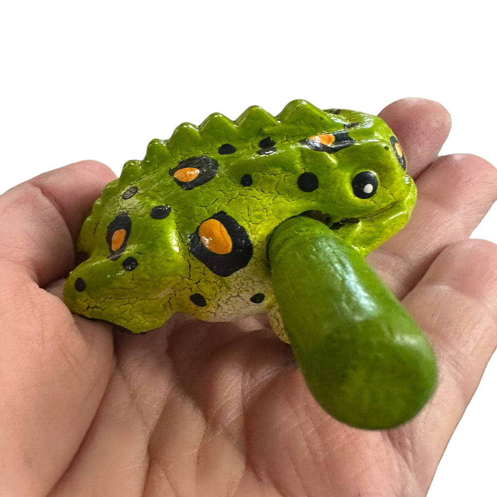 1.5" Wooden Musical Frog - Fern Design (Percussion Instrument) Music Frog Co