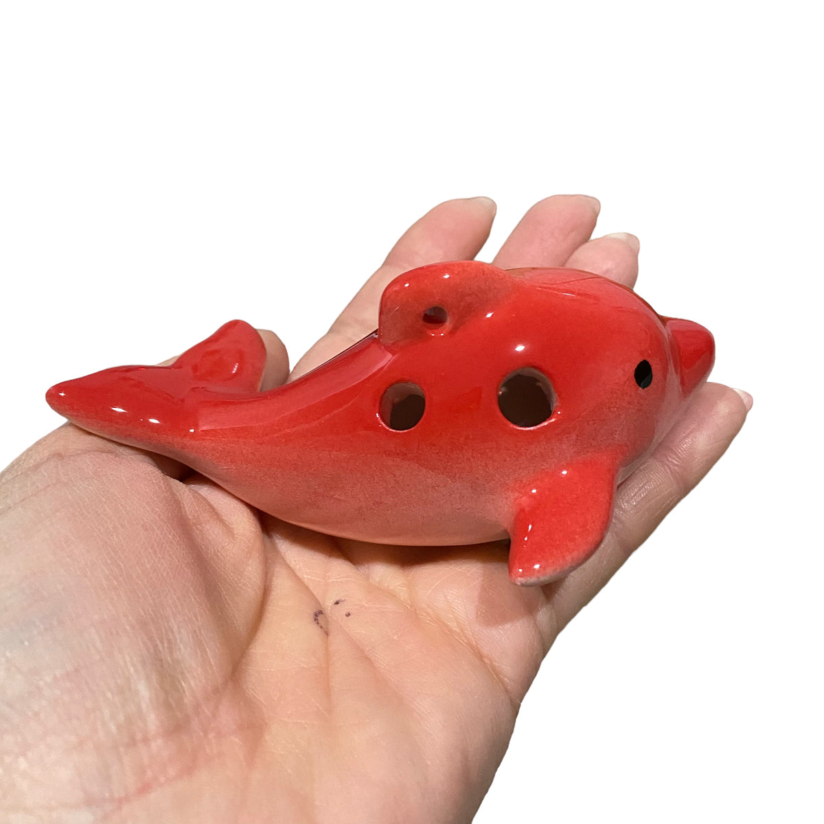 Happy Ceramic Dolphin Ocarina Red Music Frog Co