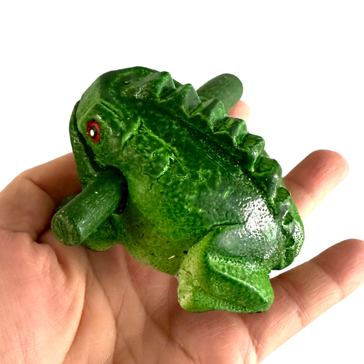 2" Wooden Musical Frog - Green Tree Design (Percussion Instrument) Music Frog Co