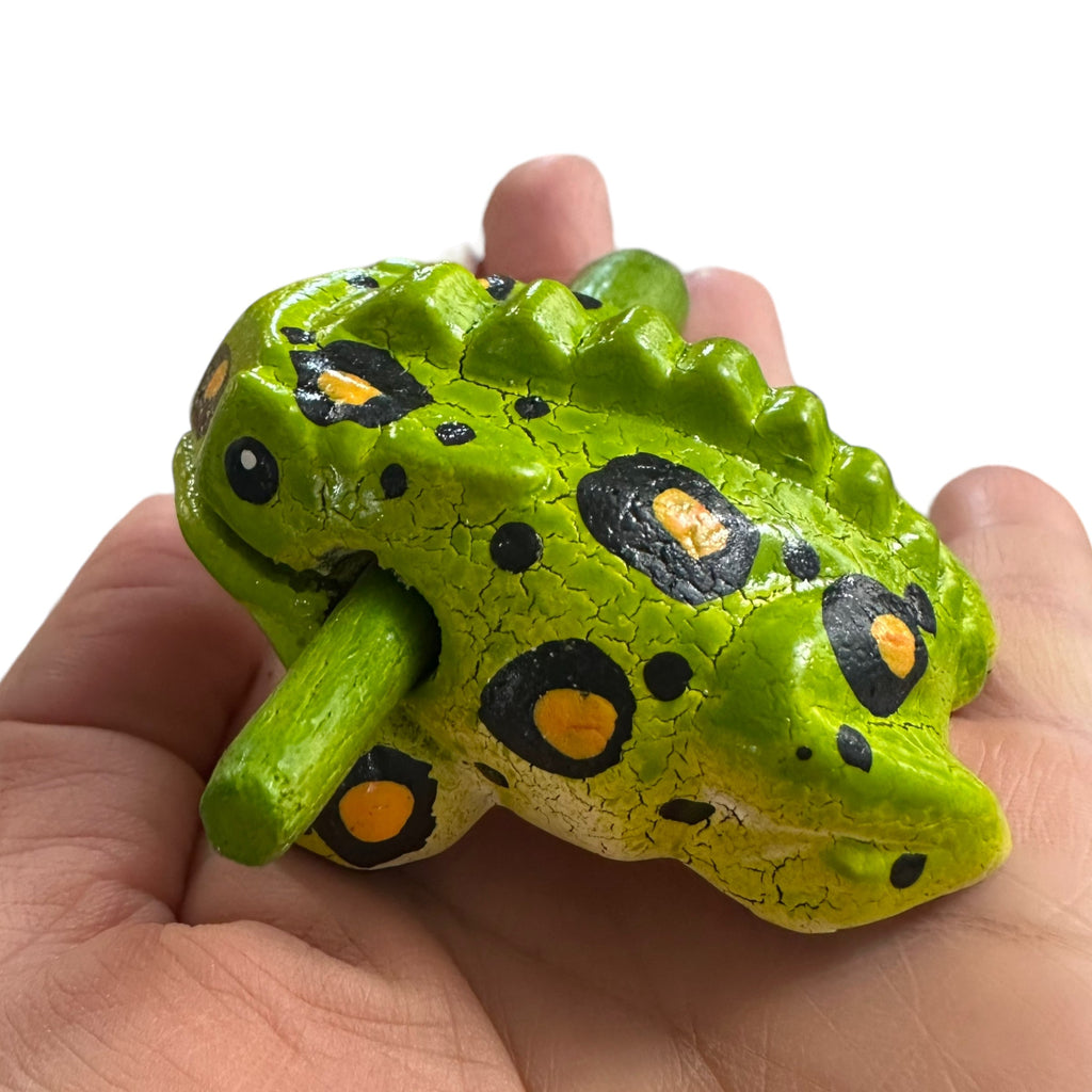 1.5" Wooden Musical Frog - Fern Design (Percussion Instrument) Music Frog Co