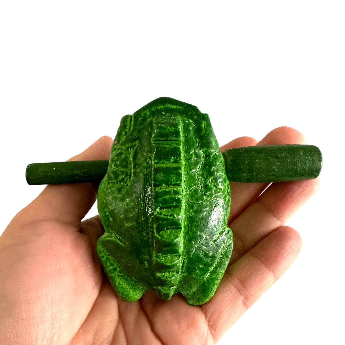 2" Wooden Musical Frog - Green Tree Design (Percussion Instrument) Music Frog Co