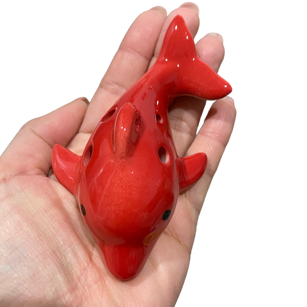 Happy Ceramic Dolphin Ocarina Red Music Frog Co