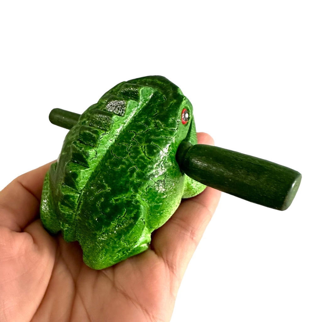 2" Wooden Musical Frog - Green Tree Design (Percussion Instrument) Music Frog Co