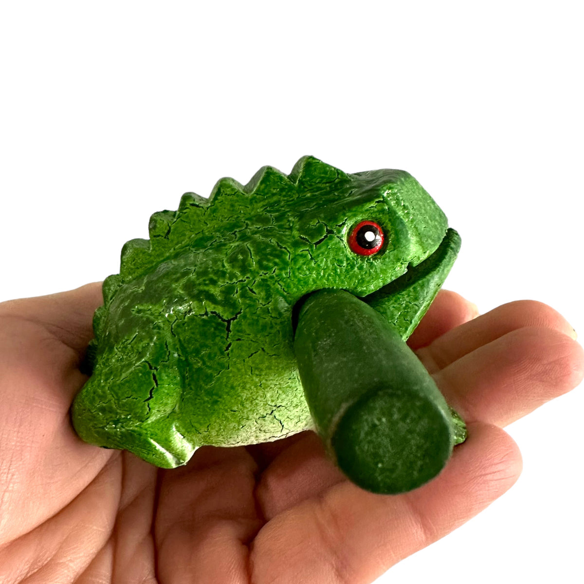 2" Wooden Musical Frog - Green Tree Design (Percussion Instrument) Music Frog Co