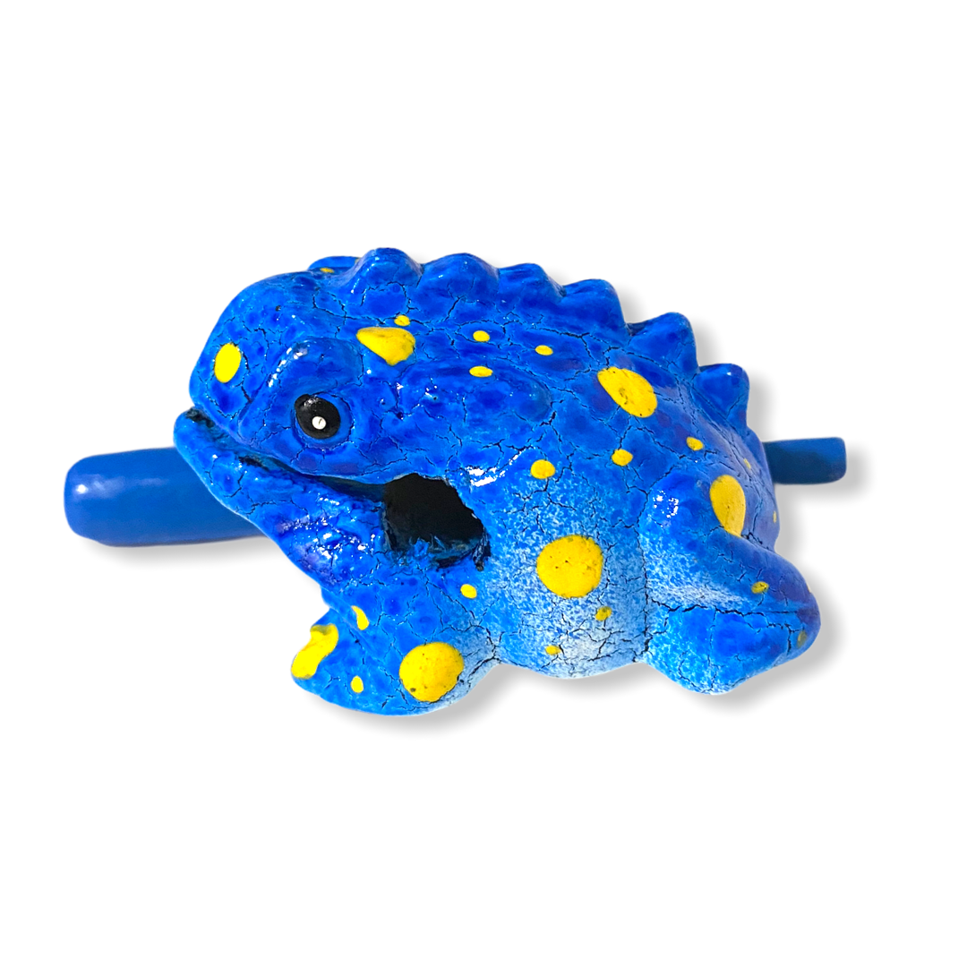 1.5" Wooden Musical Frog - Sea Design (Percussion Instrument) Music Frog Co