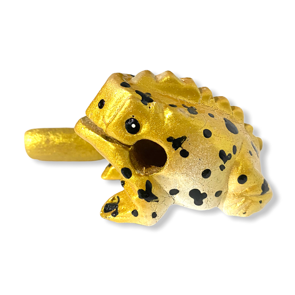 3" Wooden Musical Frog - Egyptian Golden Design (Percussion Instrument) Music Frog Co