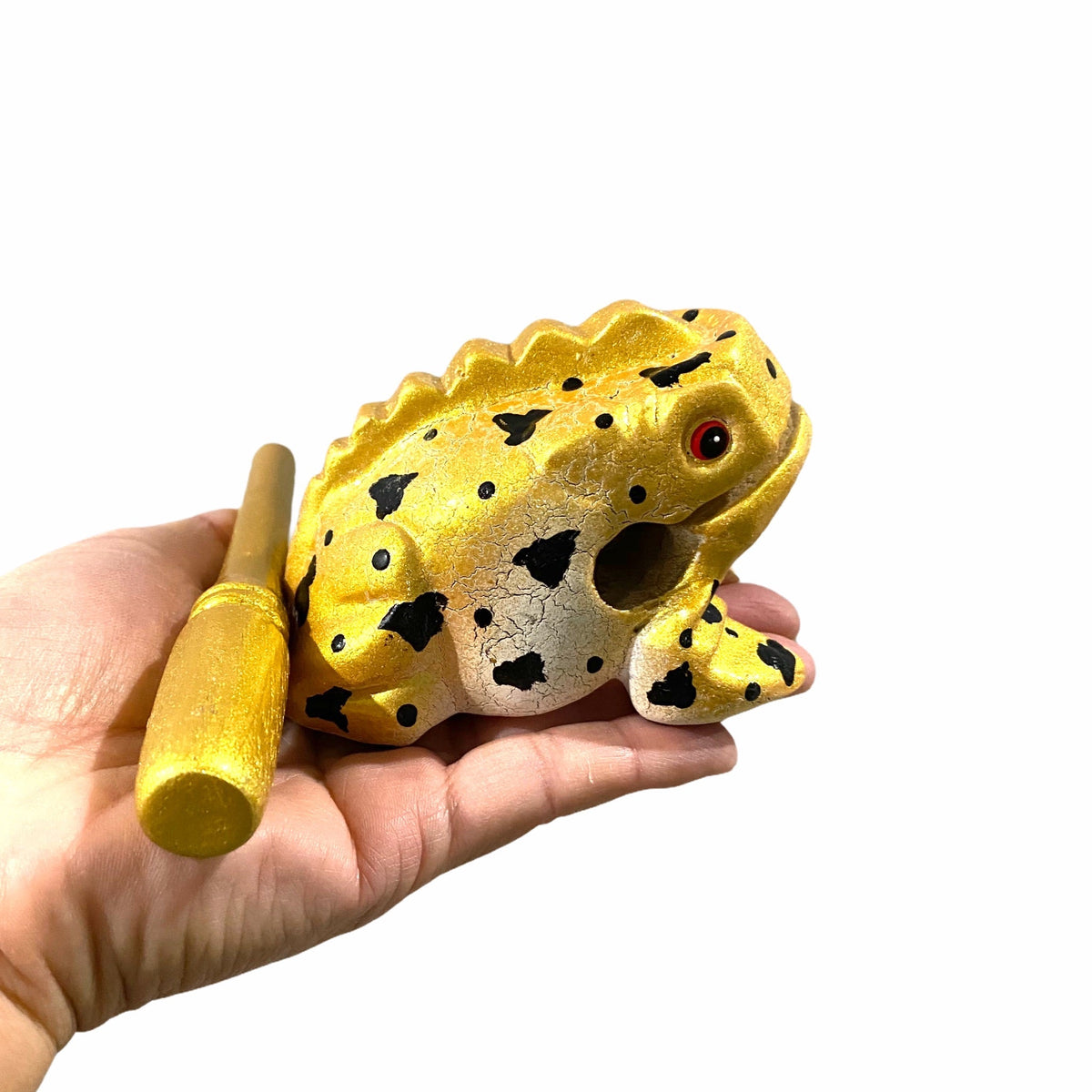 3" Wooden Musical Frog - Egyptian Golden Design (Percussion Instrument) Music Frog Co