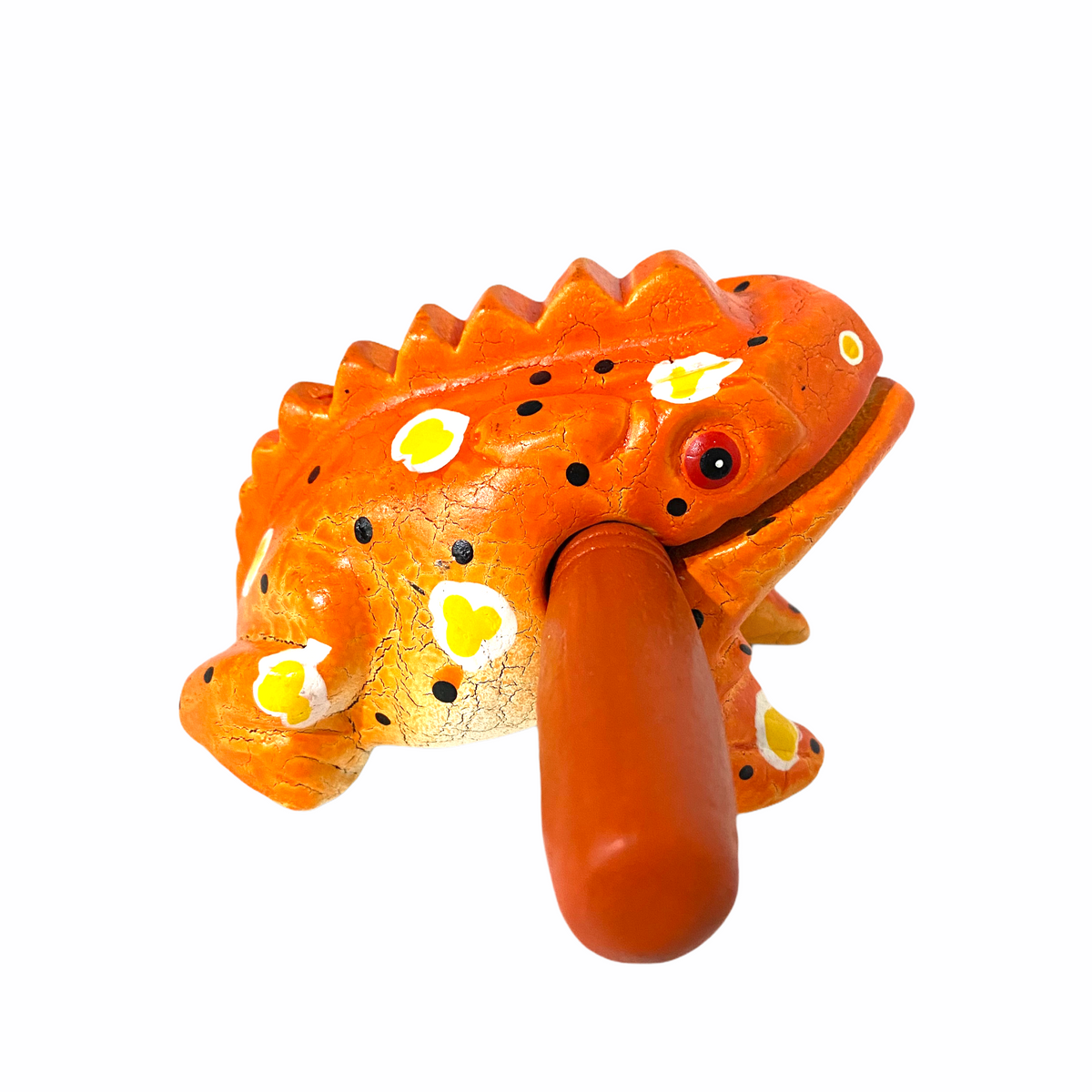 4" Wooden Musical Frog - Pumpkin Design (Percussion Instrument) Music Frog Co