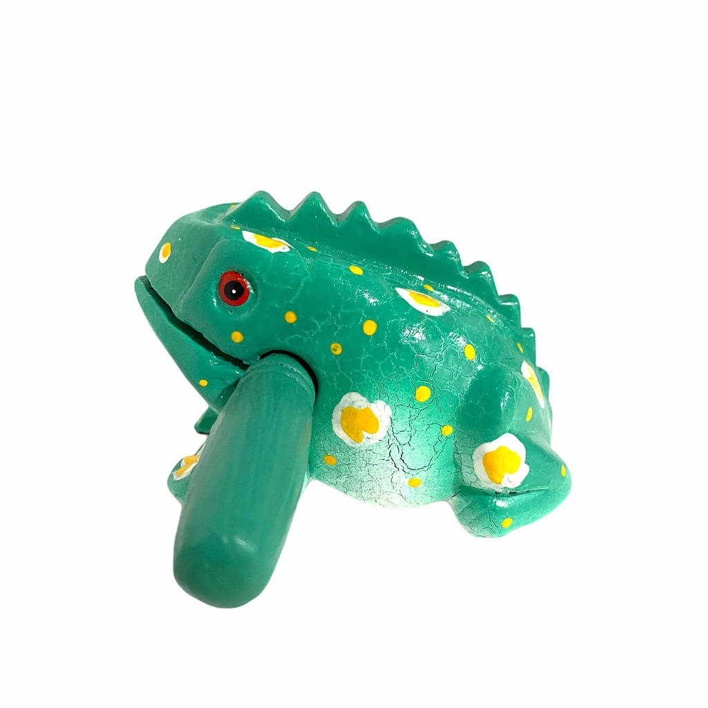 4" Wooden Musical Frog - Mint Design (Percussion Instrument) Music Frog Co