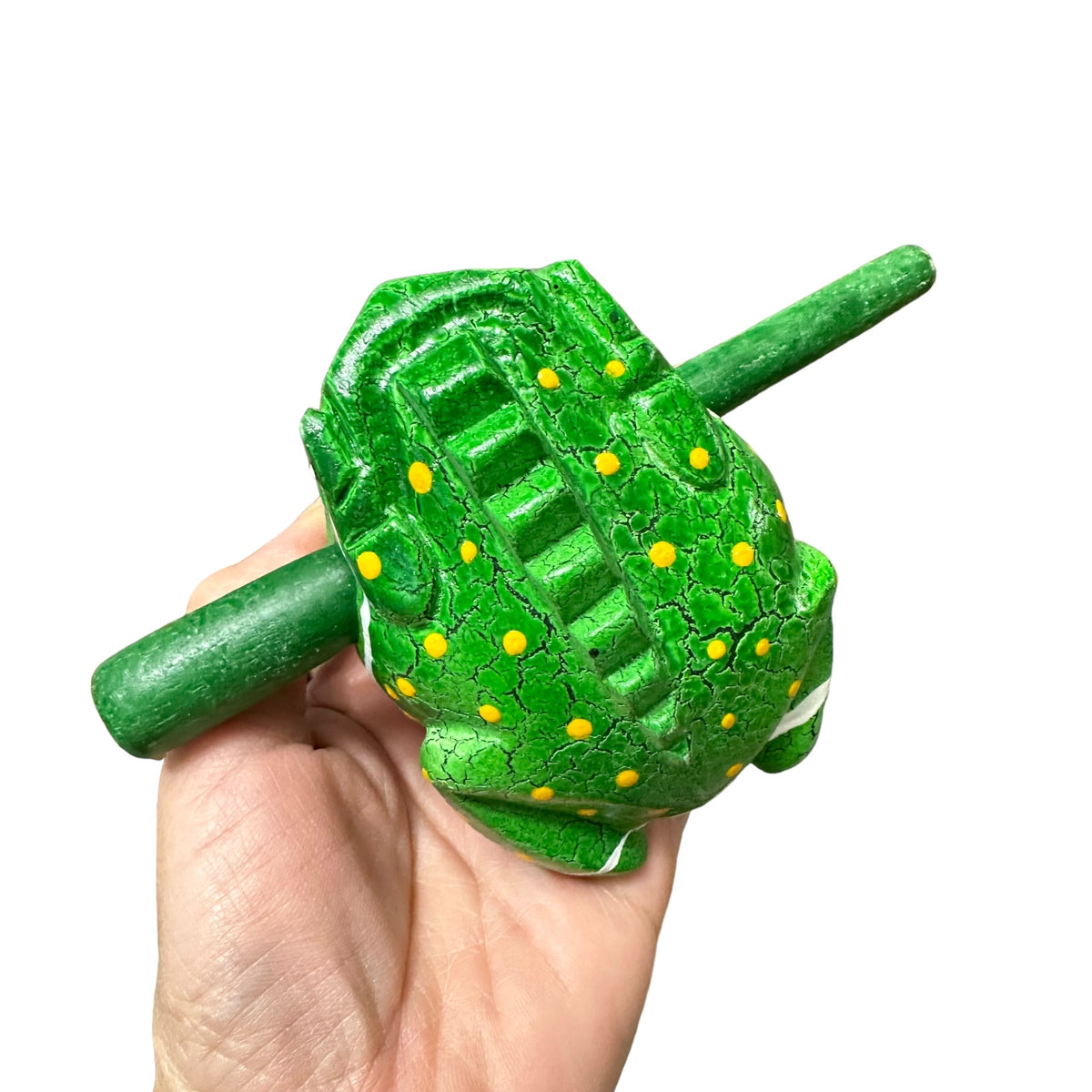 3" Wooden Musical Frog - Green Leaf Design (Percussion Instrument) Music Frog Co