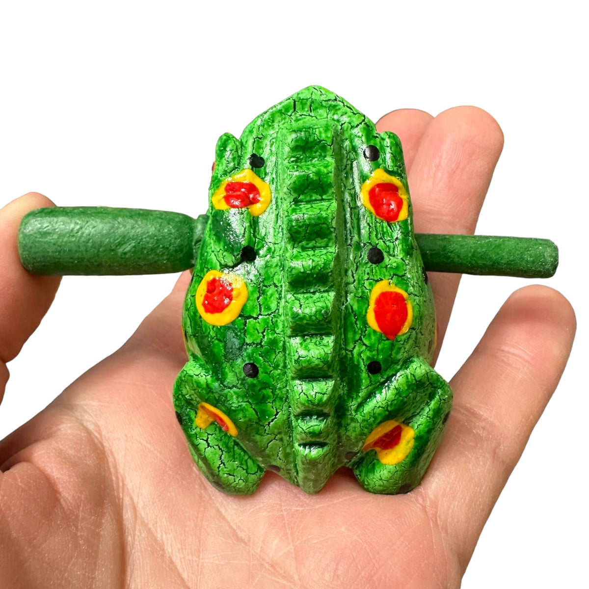 1.5" Wooden Musical Frog - Green Spring Design (Percussion Instrument) Music Frog Co