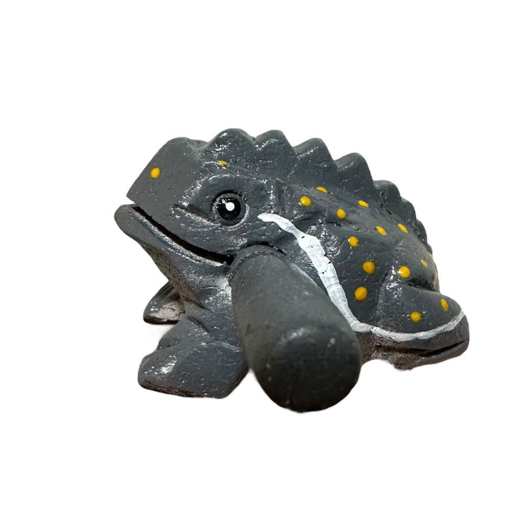 1.5" Wooden Musical Frog - Gray Design (Percussion Instrument) Music Frog Co