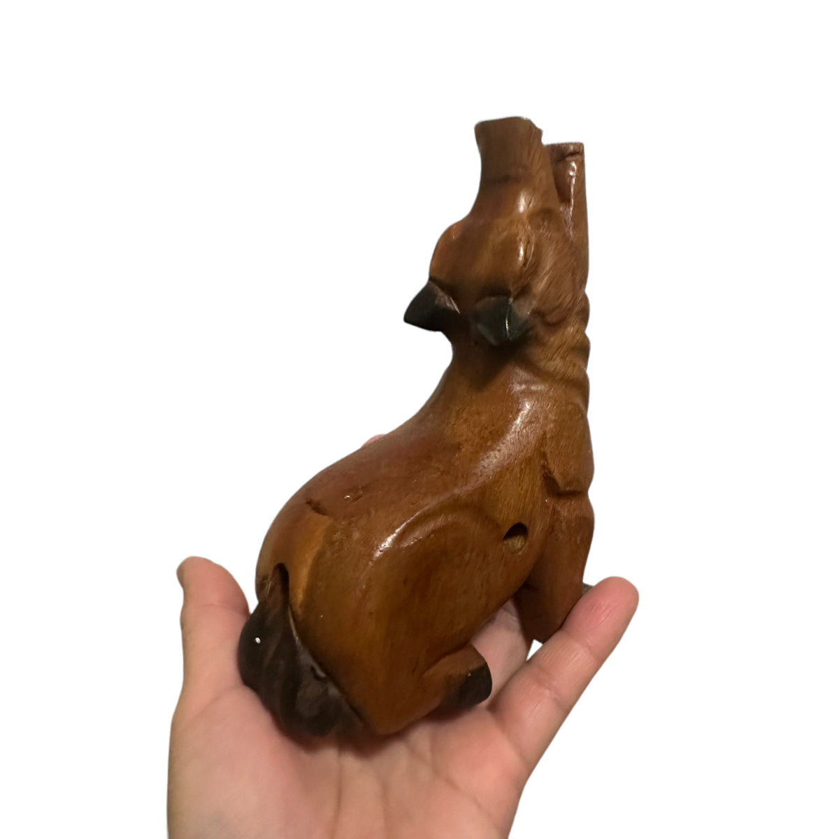 4.5" Small Dark Oak Wolf Musical Whistle Instrument Music Frog Co