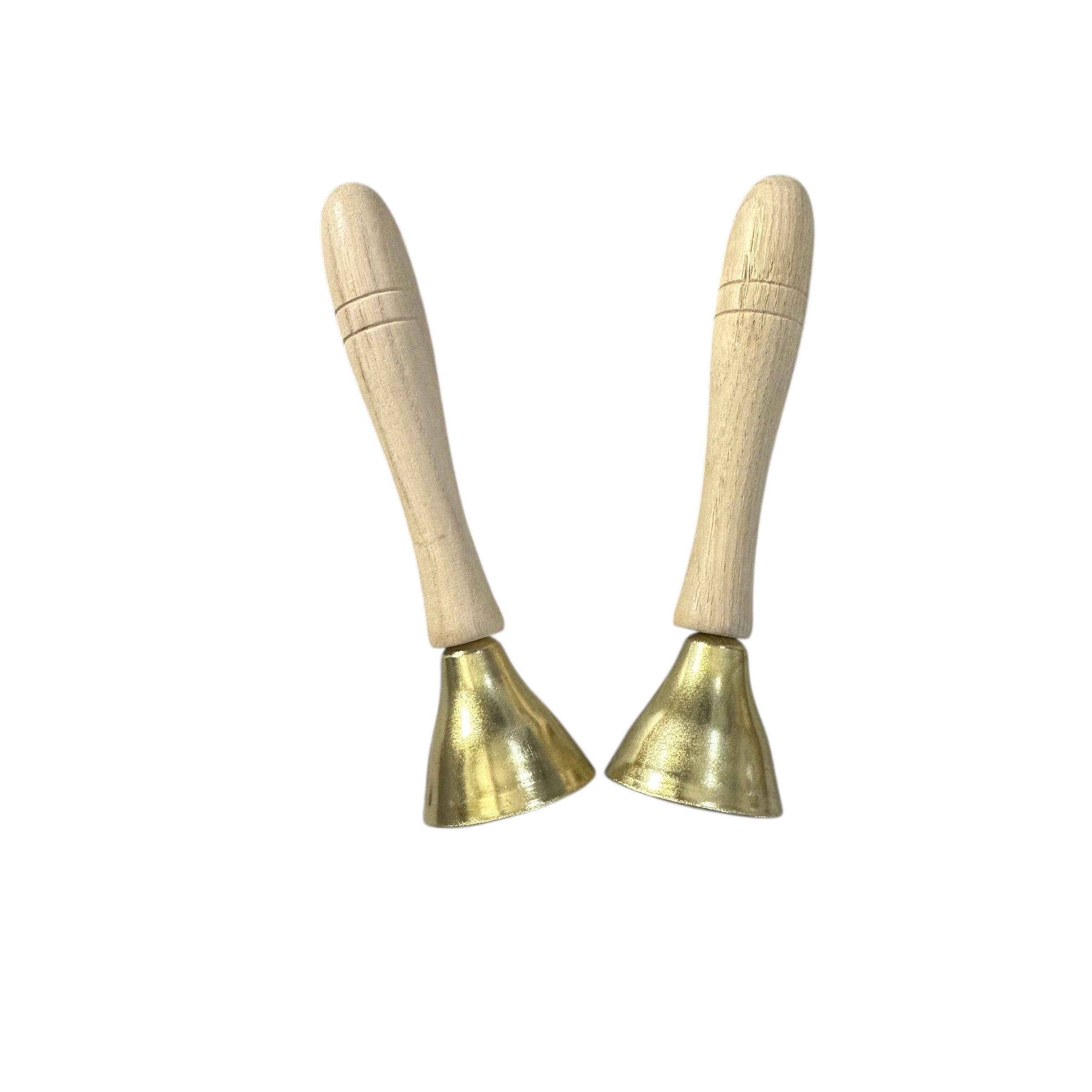 Wooden Handle Brass Bells – Set of 2 – Perfect for Music Learning & Kids’ Activities Music Frog Co