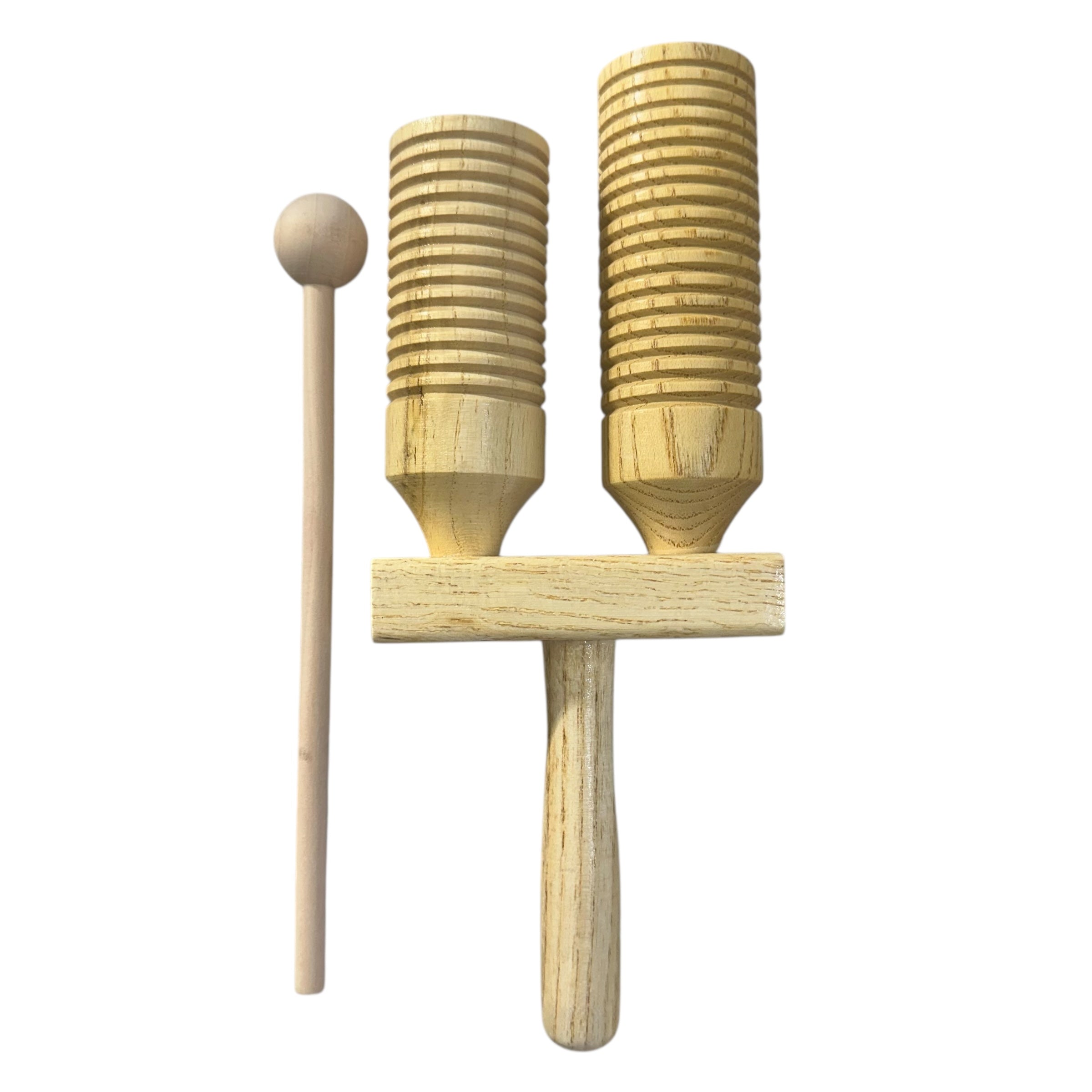 Wooden Double Guiro – Natural Wood Percussion Instrument for Music Learning Music Frog Co