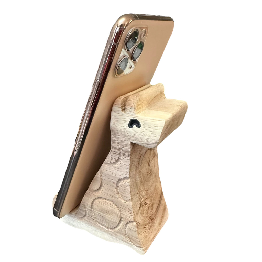 Wooden Giraffe Phone Holder Music Frog Co