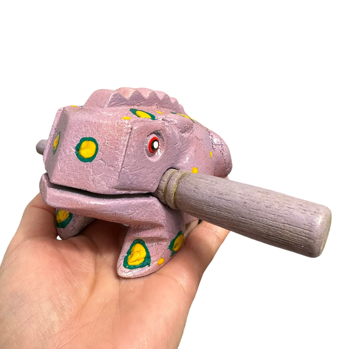 4" Wooden Musical Frog - Lavender Design (Percussion Instrument) Music Frog Co