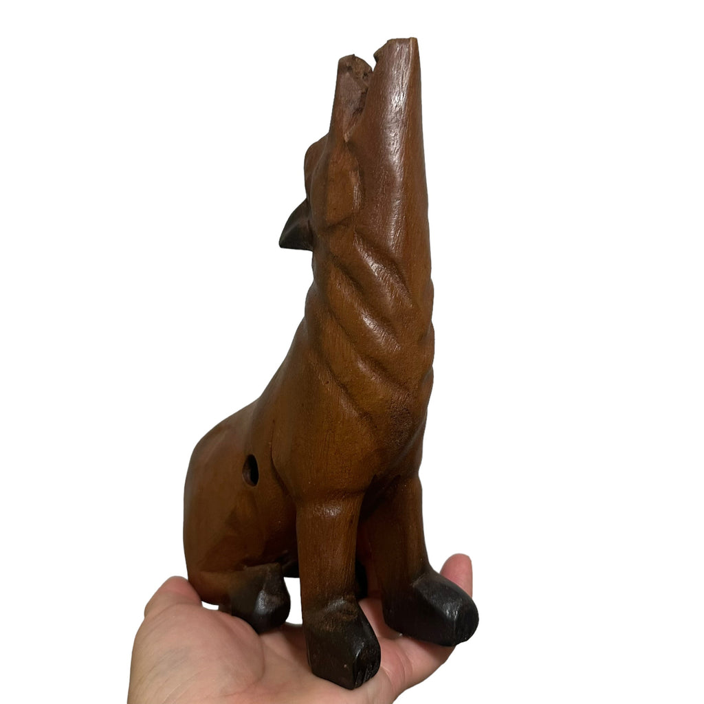 8" Dark Oak Wolf Musical Whistle Instrument Music Frog Co