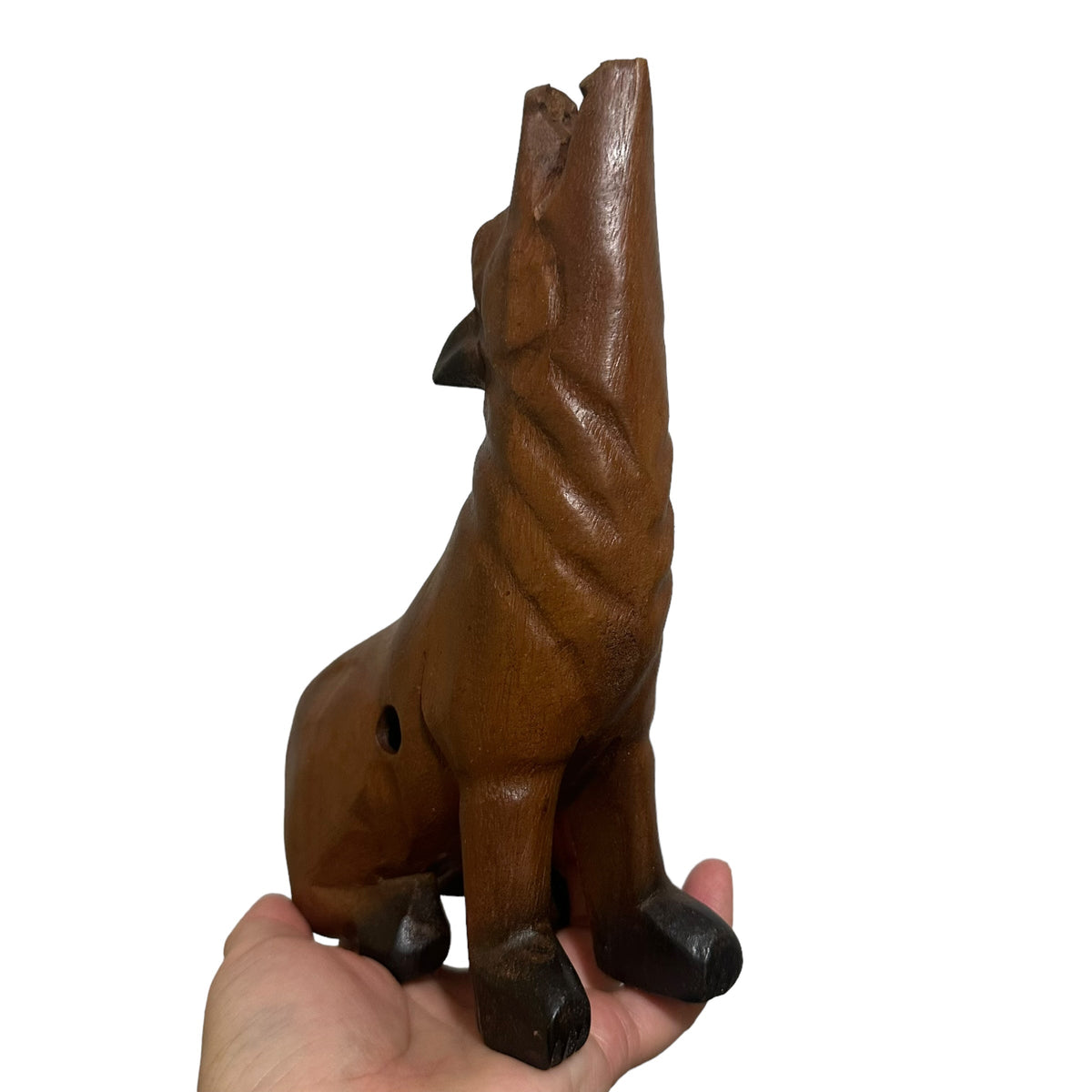 8" Dark Oak Wolf Musical Whistle Instrument Music Frog Co