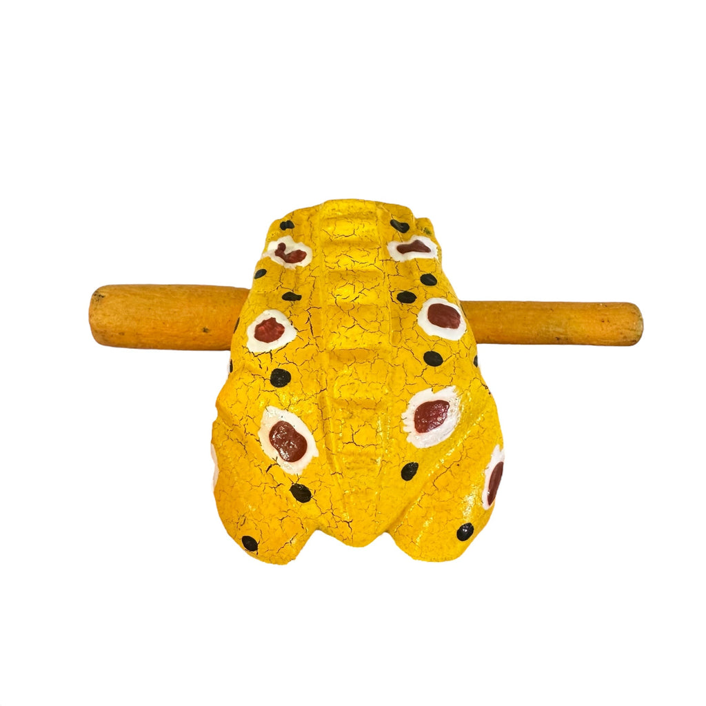 3" Wooden Musical Frog - Mustard Design (Percussion Instrument) Music Frog Co